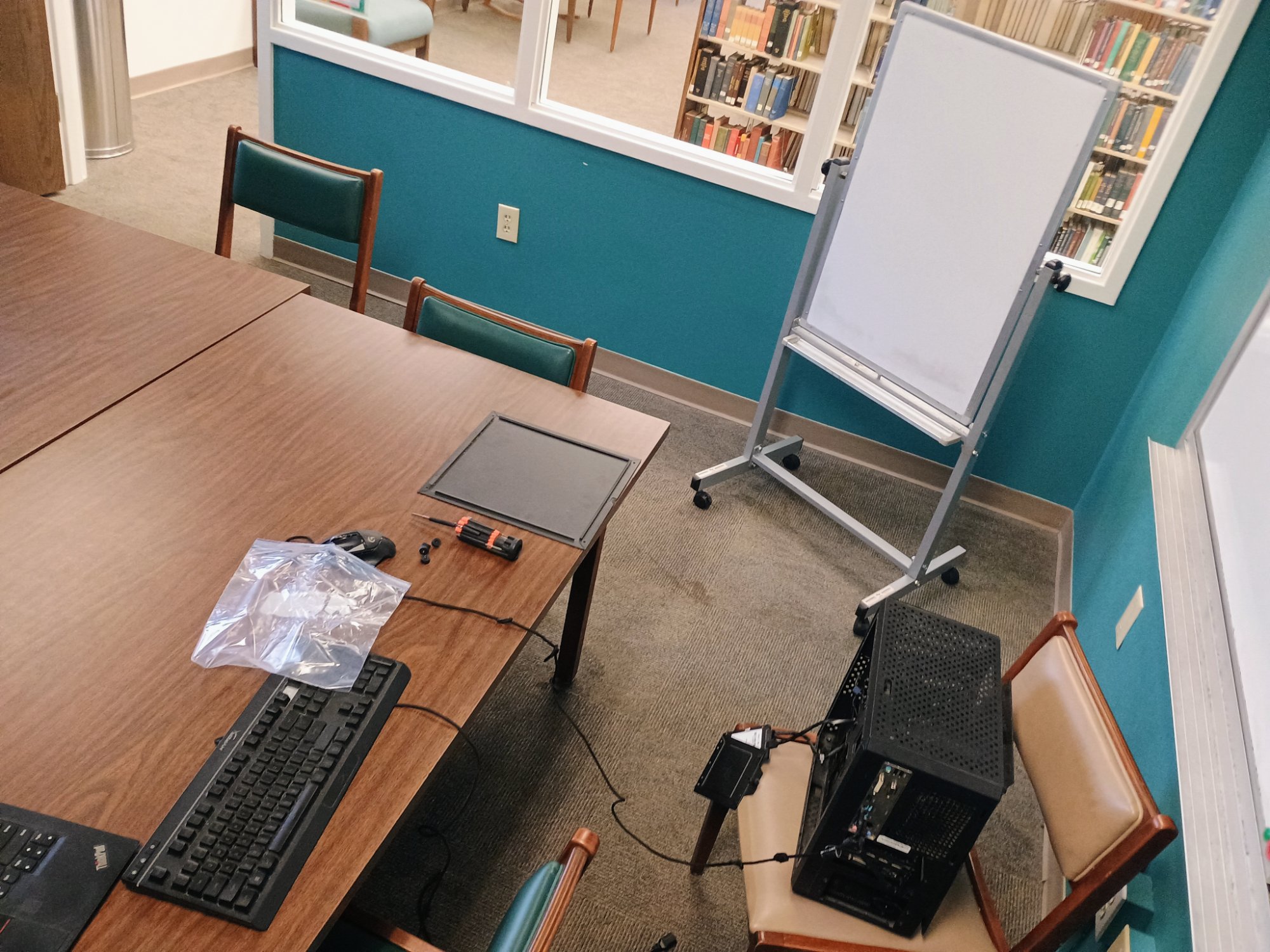 Setting up the desktop in the library study room